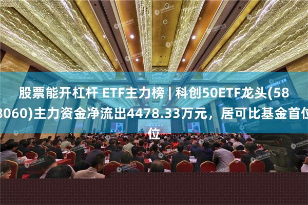 股票能开杠杆 ETF主力榜 | 科创50ETF龙头(588060)主力资金净流出4478.33万元，居可比基金首位