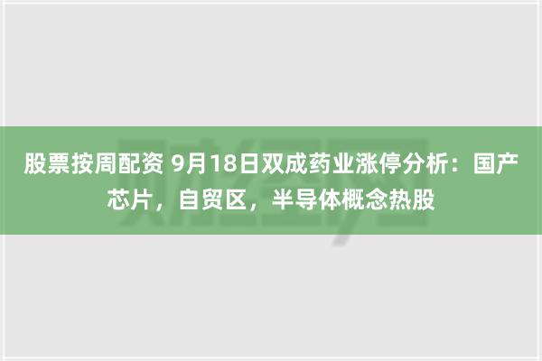 股票按周配资 9月18日双成药业涨停分析：国产芯片，自贸区，半导体概念热股